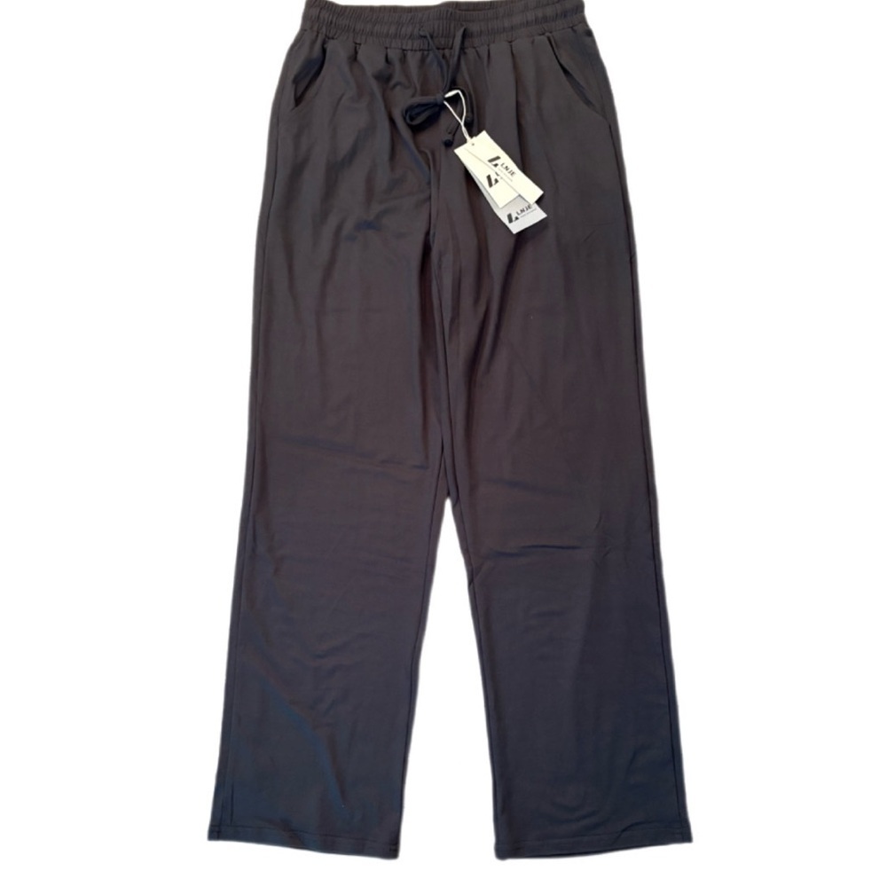 LNJE super soft Lounge Pants Pullover Elastic Waist with Drawstring Grey Small